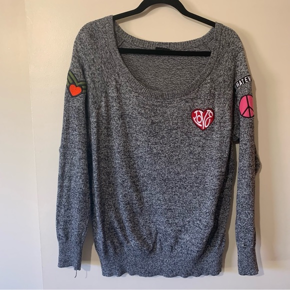 Torrid Marled Knit Patch Long Sleeve Pullover  Sweater - Picture 5 of 14